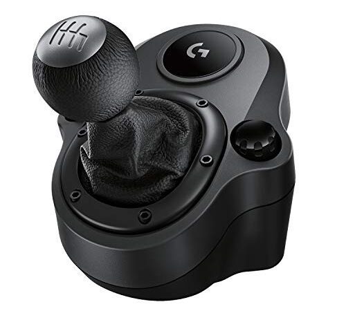 Logitech G Driving Force Levier de Vitesse pour Volant de Course G923, G29 et G920, 6 Vitesses, Enclenchement de la Marche Arrière par Pression, Conception Acier et Cuir, PS4/Xbox One/PC/Mac - Noir