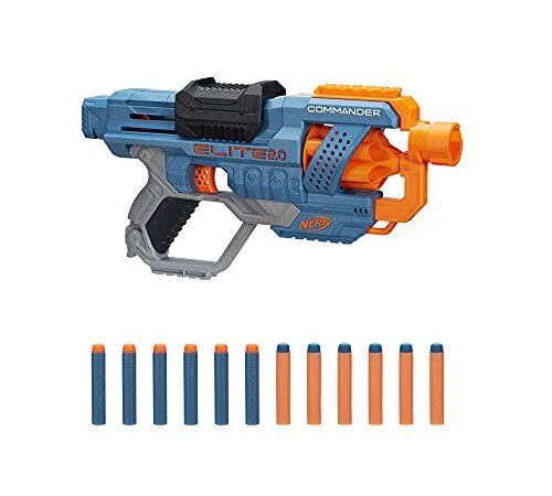 Nerf Elite 2.0, Blaster Commander RD-6, 12 fléchettes Nerf Officielles, Barillet Rotatif 6 fléchettes, Personnalisable