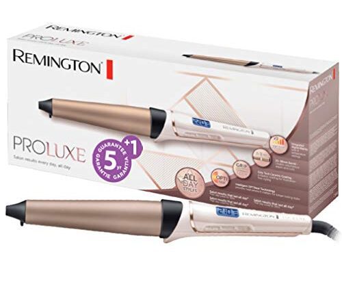 Remington Boucleur [Conique 25-38mm: ondulations naturelles] PROluxe (Technologie Intelligente OPTIheat, chaleur constante ciblée, Ecran LCD, 150-230°C, pochette) Fer à boucler CI91X1