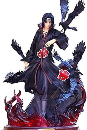 Anime Naruto Akatsuki Uchiha Itachi Figurine Pop en PVC Collection Modèle Akatsuki Corbeau Combiné Jouet Décoration Ornements Figurines Cadeaux pour Enfants Ados Et Anime Fans 27CM