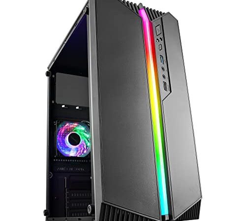 Mars Gaming MC-S1 Noir, Boîtier PC Gaming Compact Micro-ATX, Éclairage ARGB 12 Modes, Ventilateur FRGB, Fenêtre Latérale Complète