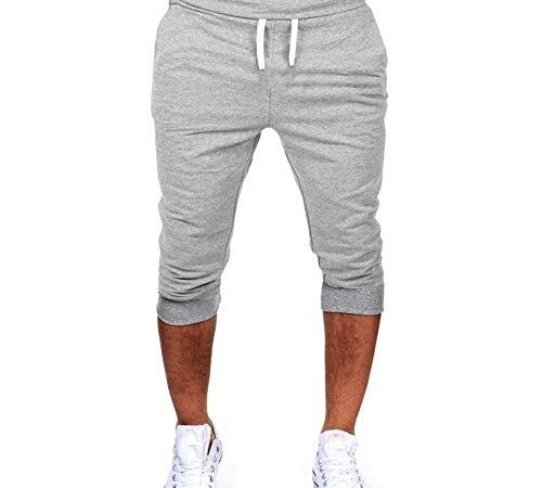 Pantacourt Sport Homme Pas Cher Fashion Confortable Slim Jogging Fitness Couleur Unie LâChe Cordon De Serrage Pantalon Court