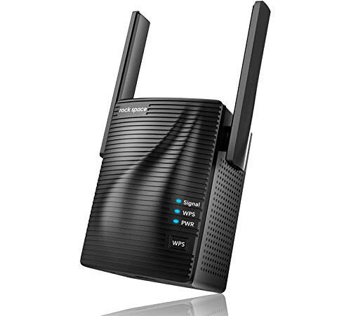 Amplificateur WiFi sans Fil Puissant – Répéteur WiFi 1200mbps avec 1 Port Ethernet, WiFi Booster 5Ghz et 2.4Ghz, WiFi Extender Facile à Installer avec Bouton WPS, Couvrir Le Signal Jusqu’à 200m²