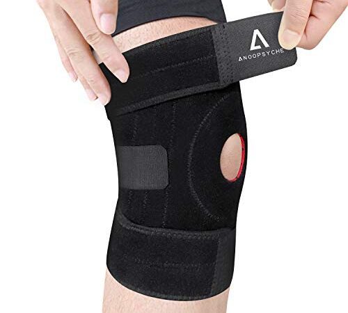 Anoopsyche Réglable Genouillère Ligamentaire et Ouverte Rotulienne, Tennis Genouillère, Antidérapant Attelle Genou pour Arthrite, Douleur au Ménisque(Black)