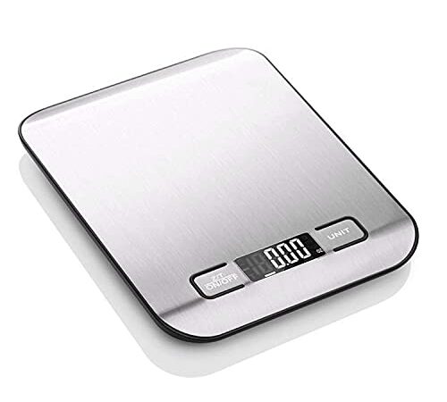 Balance de cuisine numérique professionnelle - 5 kg - Mesure précise de 1 g - En acier inoxydable - Écran LCD - Fonction tare