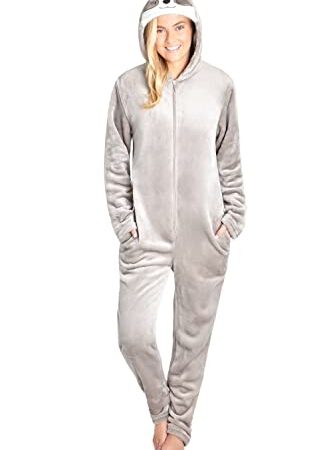 CityComfort Combinaison Pyjama Femme Kigurumi Onesie Ensemble Pyjama Licorne Cosplay Costume d'animal Super Doux et Confortable Grenouillère pour Fête, Déguisement (S, La Paresse)