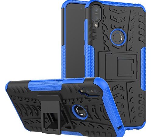 Coque ASUS Zenfone Max Pro M1 360 degrés Protection Bumper+Film Verre Trempé 2 Pièce,Béquille Cover Etui Silicone Housse Antichoc Skin Cases pour ASUS Zenfone Max Pro M1 ZB601 602KL- Bleu