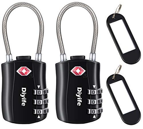 Diyife [2 Pack] Serrures à Bagages TSA, Cadenas de sécurité à 3 Chiffres, Cadenas à Combinaison, Code de Verrouillage pour Les valises de Voyage Valise Sac de Bagages etc. -Noir