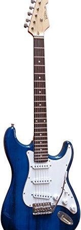 Guitare Electrique Strato 5 Coloris Au Choix ~ Avec Vibrato Et Câble (Bleu)