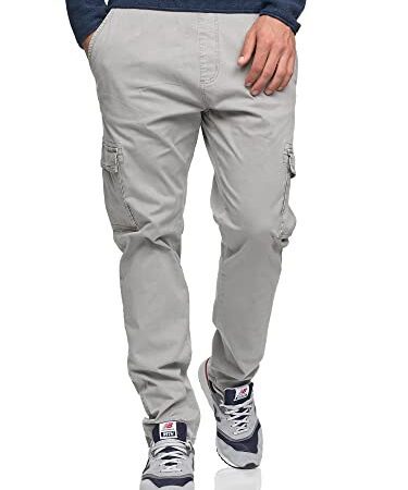 Indicode Hommes Broadwick Pantalon Cargo en Coton avec 6 Poches Lt Grey Large