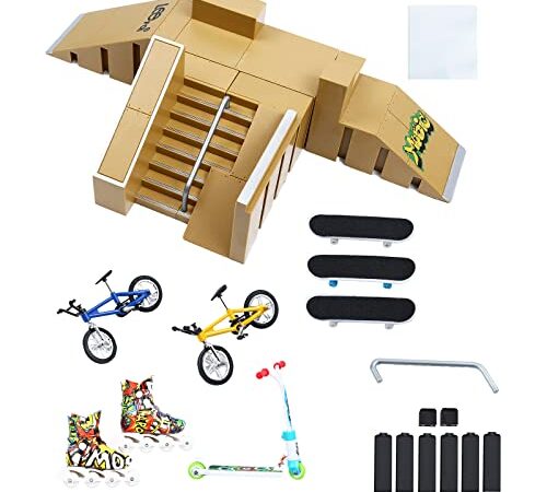 Kit de Skate Parc, kit de Rampe pour Skateboard, Rampe de Doigt, kit d'entraînement avec 3 Doigts, Outil de Rechange pour vélo à 2 Doigts