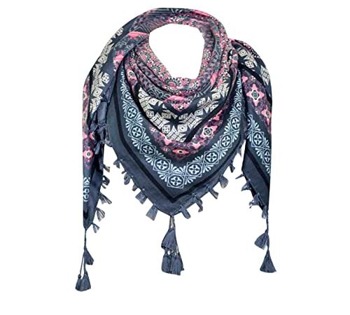 KUAIDO Écharpe -Foulard bohème de Mode pour Dames Foulard en Dentelle Style Ethnique Grande Femmes Tassel Écharpes Floral Multicolore-Creux Châle Wraps Dames, 108*108