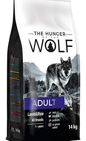 The Hunger of the Wolf Croquettes pour chiens adultes de toutes races, formule délicate avec agneau et riz, 14 kg