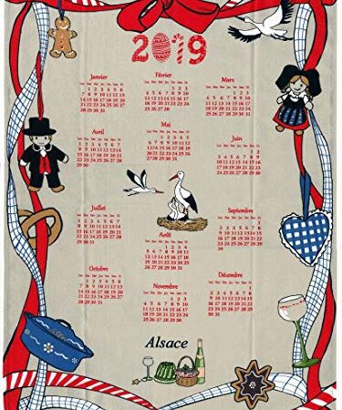 Torchon décoratif Alsace Calendrier 2019 - Cigognes