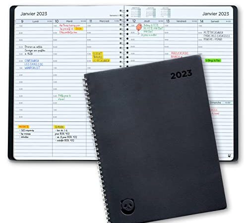 Agenda 2023 par Smart Panda – A5 Agenda Semainier - la Simplicité Inspire la Productivité - Couverture Souple, Intervalles de 30 minutes - Calendrier Annuel, Planner avec Notes – en Français