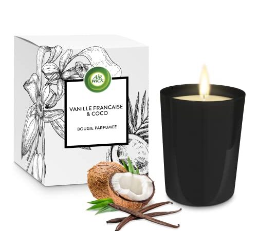 Air Wick Bougie Parfumée Vanille et Coco – Bougie Décorative jusqu’à 40h de Combustion