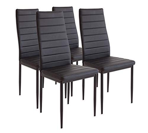 Albatros 2551MILANO Lot de 4 chaises, Noir