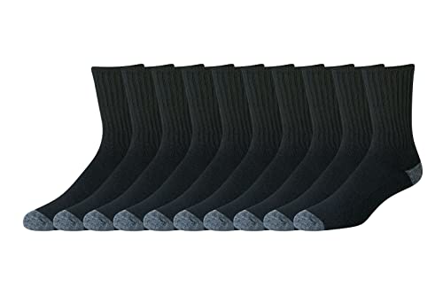 Amazon Essentials Chaussettes de Sport à Semelle Semi-Renforcée en Coton Homme, Lot de 10, Noir, 38.5-46