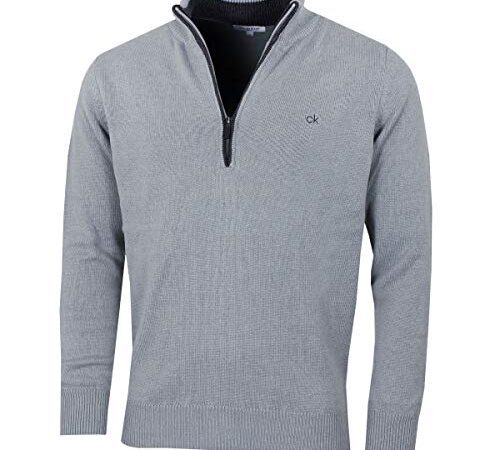 Calvin Klein Golf Hommes Pull en Coton - Argent - XL