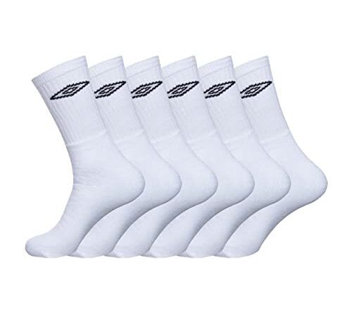 Chaussette Homme Sport Résistantes - Lot de 6 - Chaussettes Hautes Homme, Tennis, Confortables, Blanc, Taille 39/42