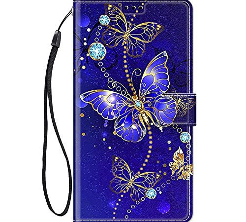 ChoosEU Coque pour Samsung Galaxy A10 2019 / M10 Housse Cuir avec Silicone Etui Portefeuille Antichoc Étui à Rabat et Folio Support Stand Fonction élégant Motif pour Filles Femmes - Papillon Violet