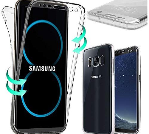 Coque pour Samsung Galaxy S8, Housse Etui [Avant Et Arriere] Gel Silicone Protection Intégrale 360° Transparent