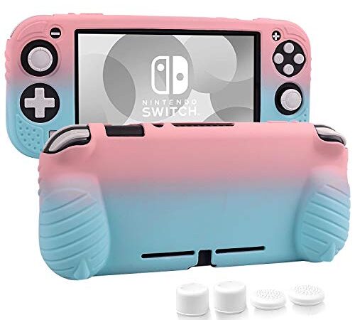 Cybcamo Protective Case for Nintendo Switch Lite 2019，Silicone Grip Case with Anti-Scratch and Shock-Absorption[Self Stand][4 Thumb Stick Caps]