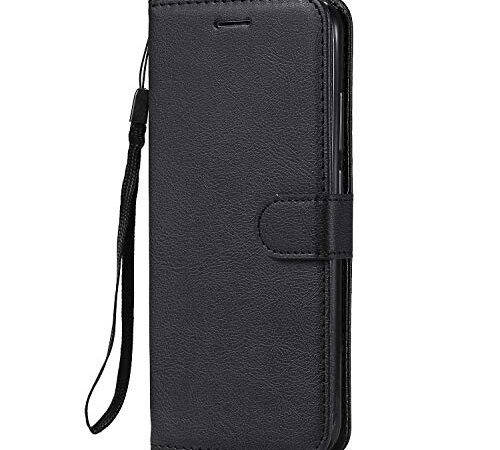 DENDICO Coque Xiaomi Redmi Note 7 / Redmi Note 7 Pro, PU en Cuir Coque Portefeuille Étui Housse, Design Classique TPU Coque pour Xiaomi Redmi Note 7 / Redmi Note 7 Pro - Noir