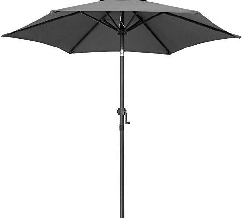 DEUBA Parasol inclinable Ø 200cm anthracite Parasol en aluminium avec manivelle Protection solaire jardin terrasse extérieur