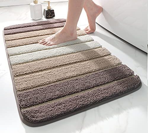 DEXI Tapis de Bain Antiderapant,Extra Doux Tapis Salle Bain,Lavable en Machine,Absorbant l'eau,50 x 80 cm,Beige