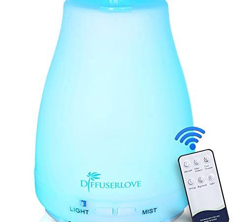 Diffuserlove Diffuseurs d'Huiles Essentielles Electrique 200Ml Humidificateurs à Diffuseur d'Aromathérapie avec 7 Lumières De Couleur Et Arrêt Automatique sans Eau pour Chambre Bureau Cuisine