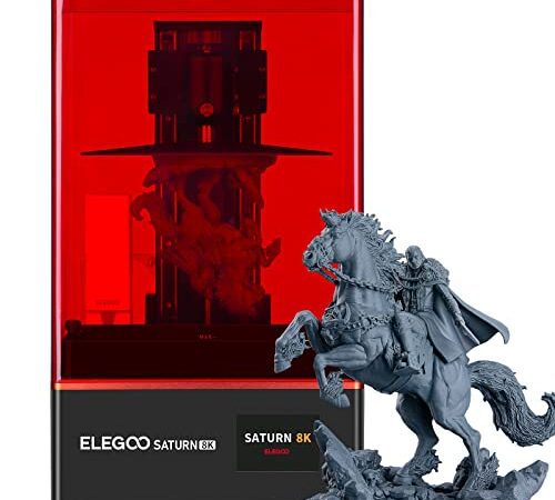 ELEGOO Saturn 8K Imprimante 3D MSLA en Résine à Photopolymérisation UV, 3D Printer avec Écran LCD Monochrome 8K de 10 Pouces et Mini Purificateur d'air, Grande Taille d'impression 219x123x210 mm³