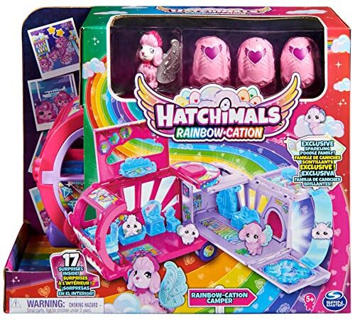 Hatchimals - PLAYSET Camping Car Arc-en-Ciel Famille Surprise - Camping-Car Transformable pour Aventures Inédites avec Figurines À Collectionner - Thème Famille - Jouet Enfant 5 Ans et +