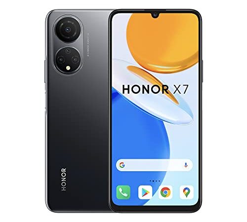 HONOR X7 Smartphone Android 11, 4 Go de RAM + 128 Go de stockage, écran FullView de 6,5" avec écran lisse de 90 Hz, caméra arrière de 48 MP, batterie haute capacité de 5000 mAh