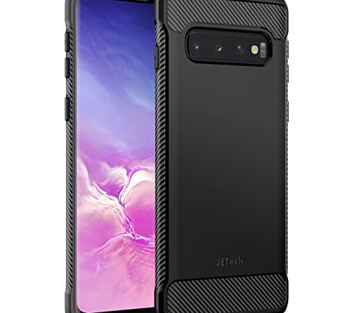 JETech Coque Fine Compatible avec Samsung Galaxy S10, Étui Housse de Téléphone Ultra Mince Anti-Chocs avec Conception en Fibre de Carbone (Noir)