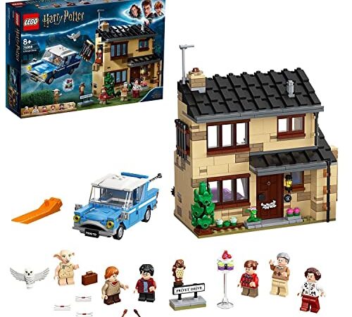 LEGO 75968 Harry Potter 4 Privet Drive, Ensemble Maison, Jouet de Voiture, Ford Anglia, Figurine Dobby et la Famille Dursley, Cadeau Enfants 8 Ans