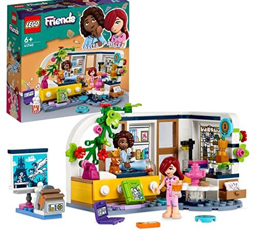 LEGO Friends 41740 La Chambre d’Aliya, Jouet pour Filles et Garçons, Soirée Pyjama, à Collectionner, avec Figurine Paisley et Aira Le Chiot, Enfants 6 Ans