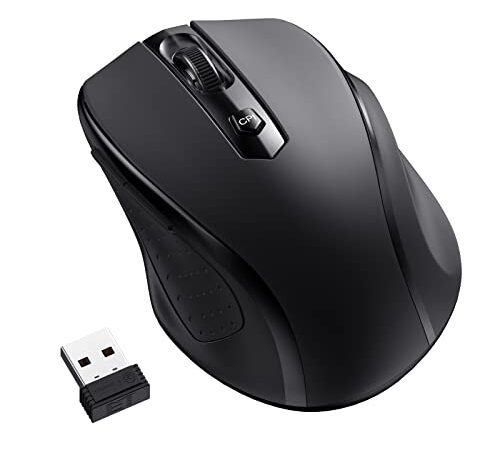 LODVIE Souris sans Fil, Souris sans Fil 2400 DPI avec 6 Boutons, Souris sans Fil USB Ergonomique 2,4 G, Autonomie de 15 Mois pour Ordinateur Portable PC Mac Ordinateur Chromebook MacBook - Noir