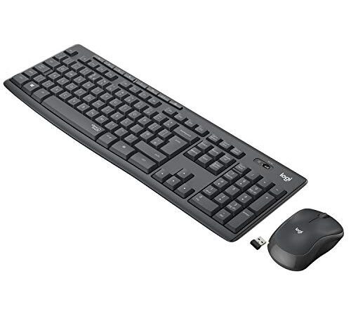 Logitech MK295 Ensemble Souris Clavier sans Fil – SilentTouch, pavé numérique, Boutons Raccourci, Suivi Optique, récepteur USB Nano, Souris sans Fil zéro Latence, Clavier AZERTY Français - Noir