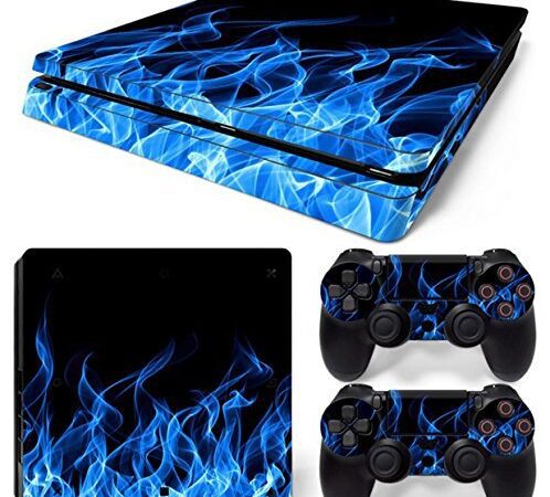 Mcbazel Pattern Series Stickers Autocollant de Peau de Vinyle pour PS4 Slim (Blue Flame)