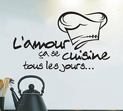 Moonuy Cuisine Autocollant Vinyle Decal Cuisine Carrelage Chef Mur Décor Savoureux Wall sticker Chambre Cuisine decoration murale vignette Décoration de cuisine Autocollant Applique (Noir)