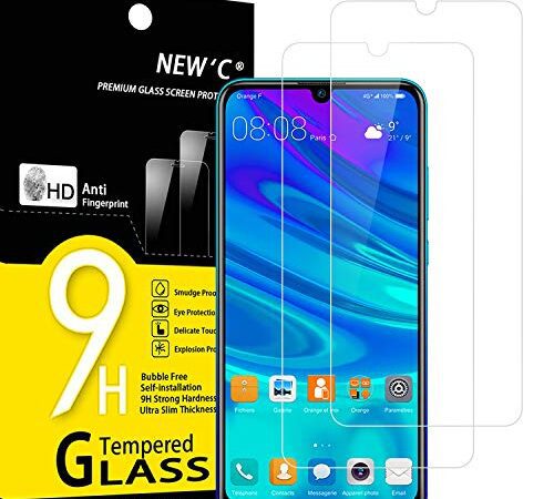 NEW'C Lot de 2, Verre Trempé pour Huawei P Smart 2019, Honor 10 Lite, Honor 8A, Film Protection écran sans Bulles d'air Ultra Résistant (0,33mm HD Ultra Transparent) Dureté 9H