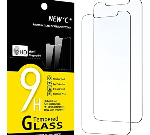 NEW'C Lot de 2, Verre Trempé pour iPhone 11 Pro et iPhone X et iPhone XS (5.8''), Film Protection écran sans Bulles d'air Ultra Résistant (0,33mm HD Ultra Transparent) Dureté 9H Glass