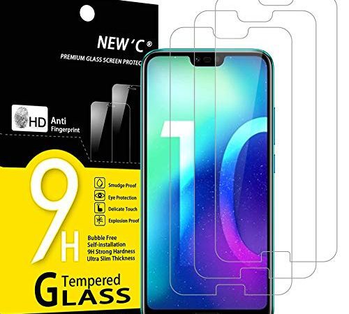 NEW'C Lot de 3, Verre Trempé pour Honor 10, Film Protection écran sans Bulles d'air Ultra Résistant (0,33mm HD Ultra Transparent) Dureté 9H Glass