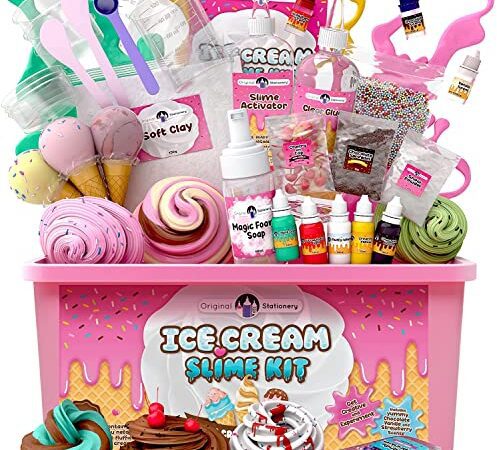 Original Stationery Kit de Slime Fluffy pour Les Filles Tout dans une boîte pour Faire du Slime de Glace: Fluffy, du Beurre, de Nuage et de la Mousse! Super Cadeaux pour Filles et Garçons!