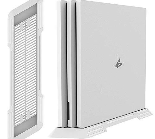 PS4 Pro Vertical Stand for Playstation 4 Pro with Built-in Cooling Vents and Non-slip Feet (White)