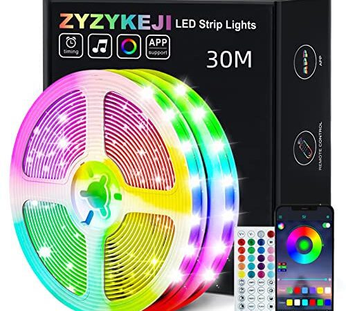 Ruban LED,30M Bande LED Ultra-longue Lumineuse LED 5050 RGB Contrôlé par Télécommande APP, Synchroniser avec Rythme de Musique,pour Fête Décor pour la Maison Chambre Ba (30M)