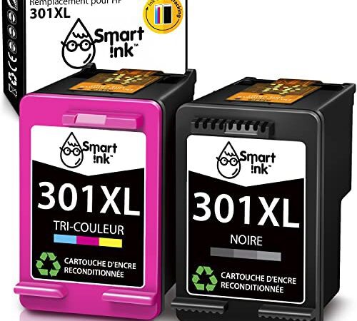 Smart Ink Remanufacturées Cartouches d'encre Remplacement pour HP 301XL 301 XL High Yield 2 Pack (Noir & Couleur) pour Deskjet 1000 1010 1050 1510 2050 2050A 2510 2540 2541 3000 3050 3050A 3510