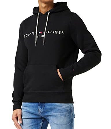 Tommy Hilfiger Sweat Homme Core Tommy Logo Hoody avec Capuche, Noir (Jet Black), L