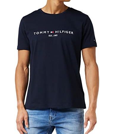 Tommy Hilfiger T-Shirt Homme Core Tommy Logo Tee Encolure Ronde, Bleu (Sky Captain), M